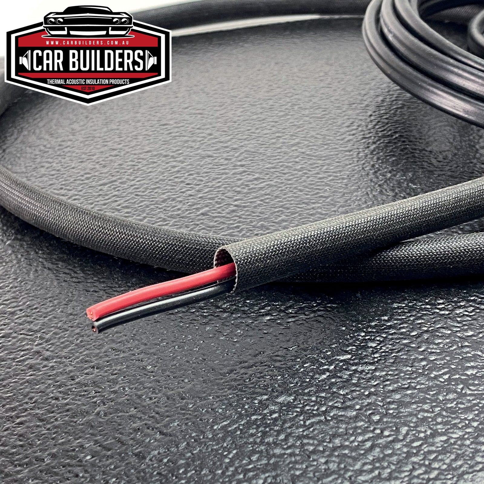 Slim Line heat sleeve fitted over a red and black lead
