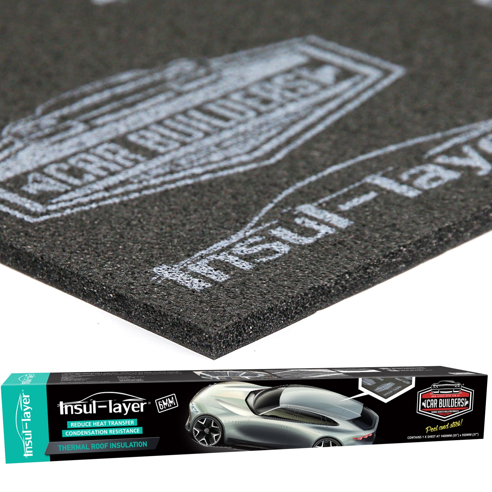 Car Builders Insul-Layer sheet next to its carton