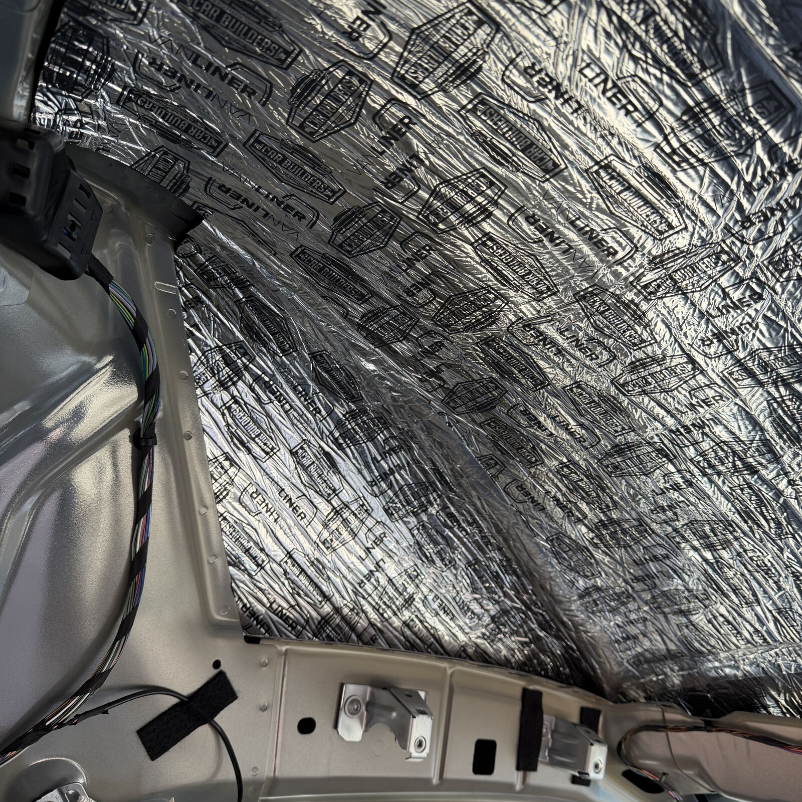 Sprinter front roof section lined with Van Liner