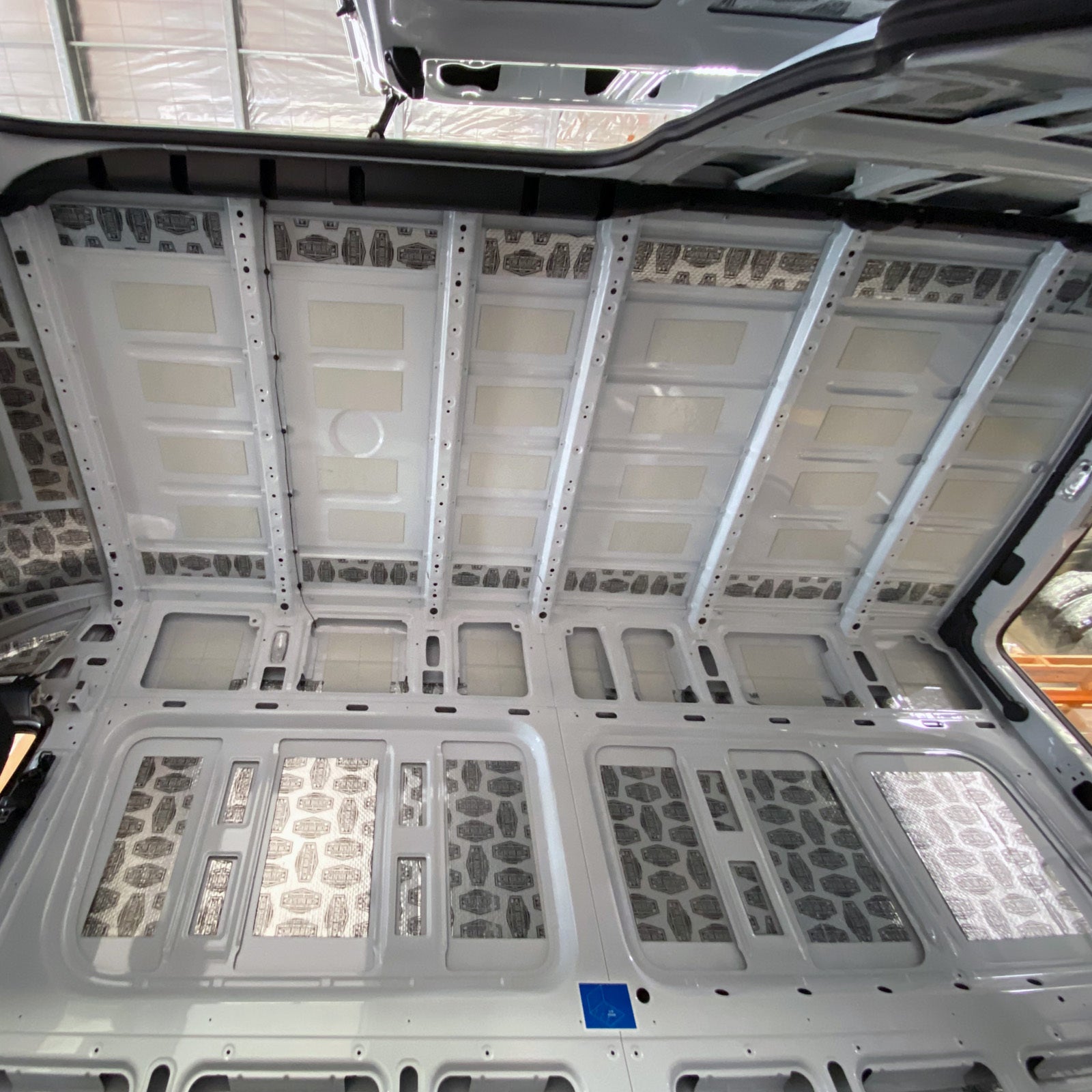 Sprinter roof with Van Liner sections between the ribs