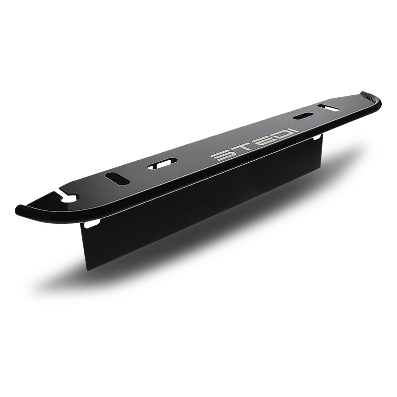  black satin number plate light mounting bracket with the STEDI brand logo on it.