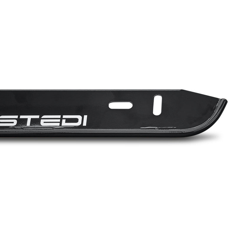 Close-up of STEDI number plate light bracket powder-coated finish