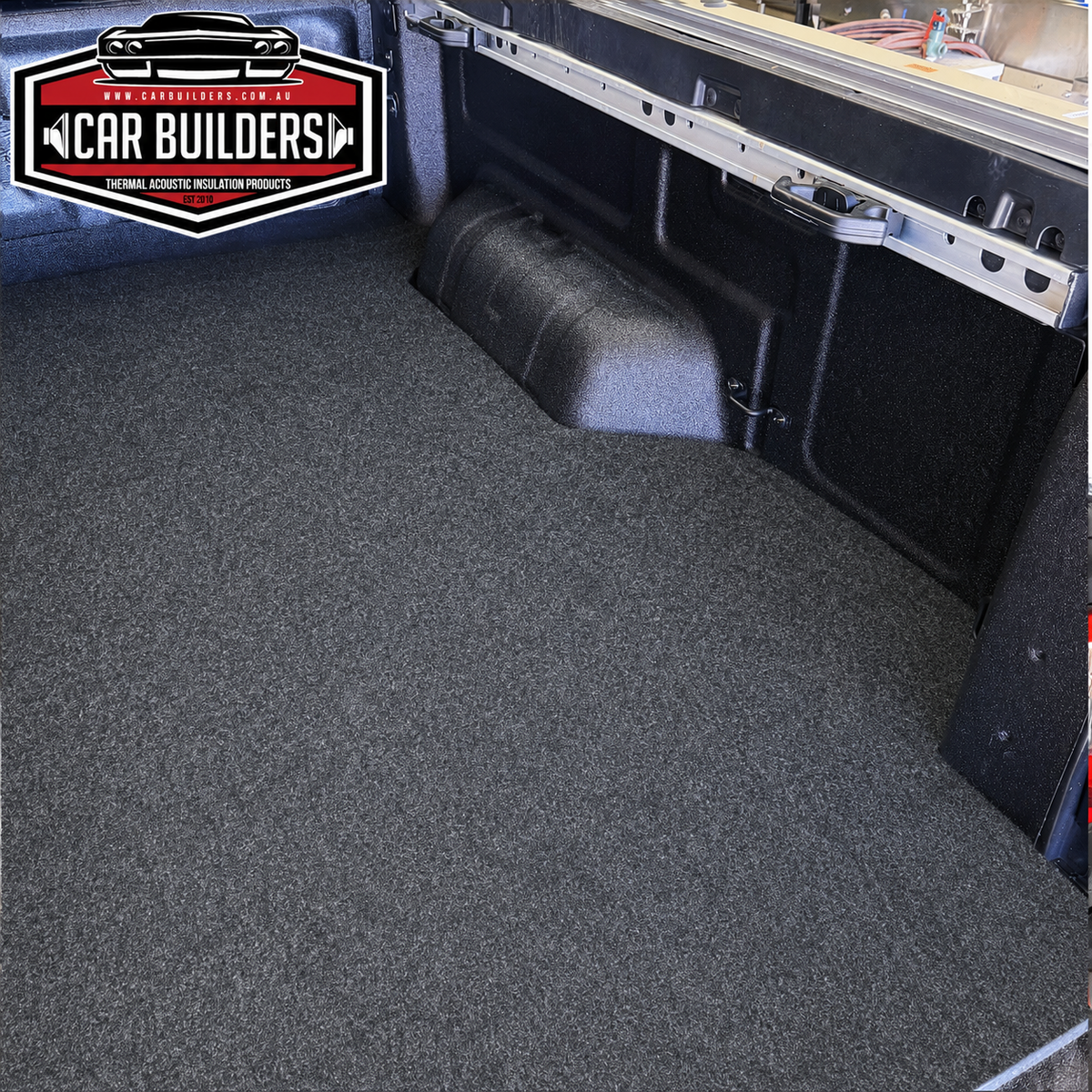 Marine carpet cargo mat fitted in a Ford Ranger SuperCab tub