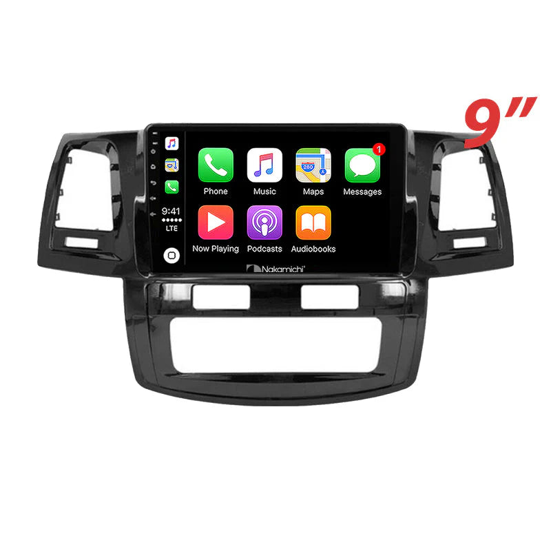 Nakamichi 9" Wireless CarPlay Android Auto Toyota Hilux 2005-2014 Auto A/C Head Unit