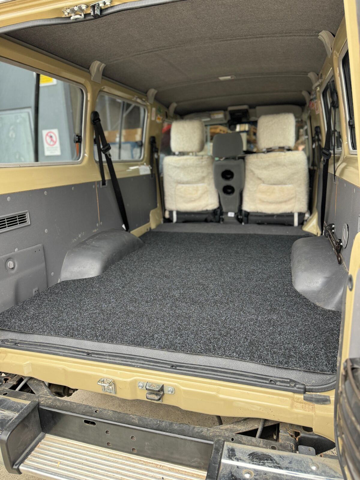 Troopy cargo mat seen from the rear doors
