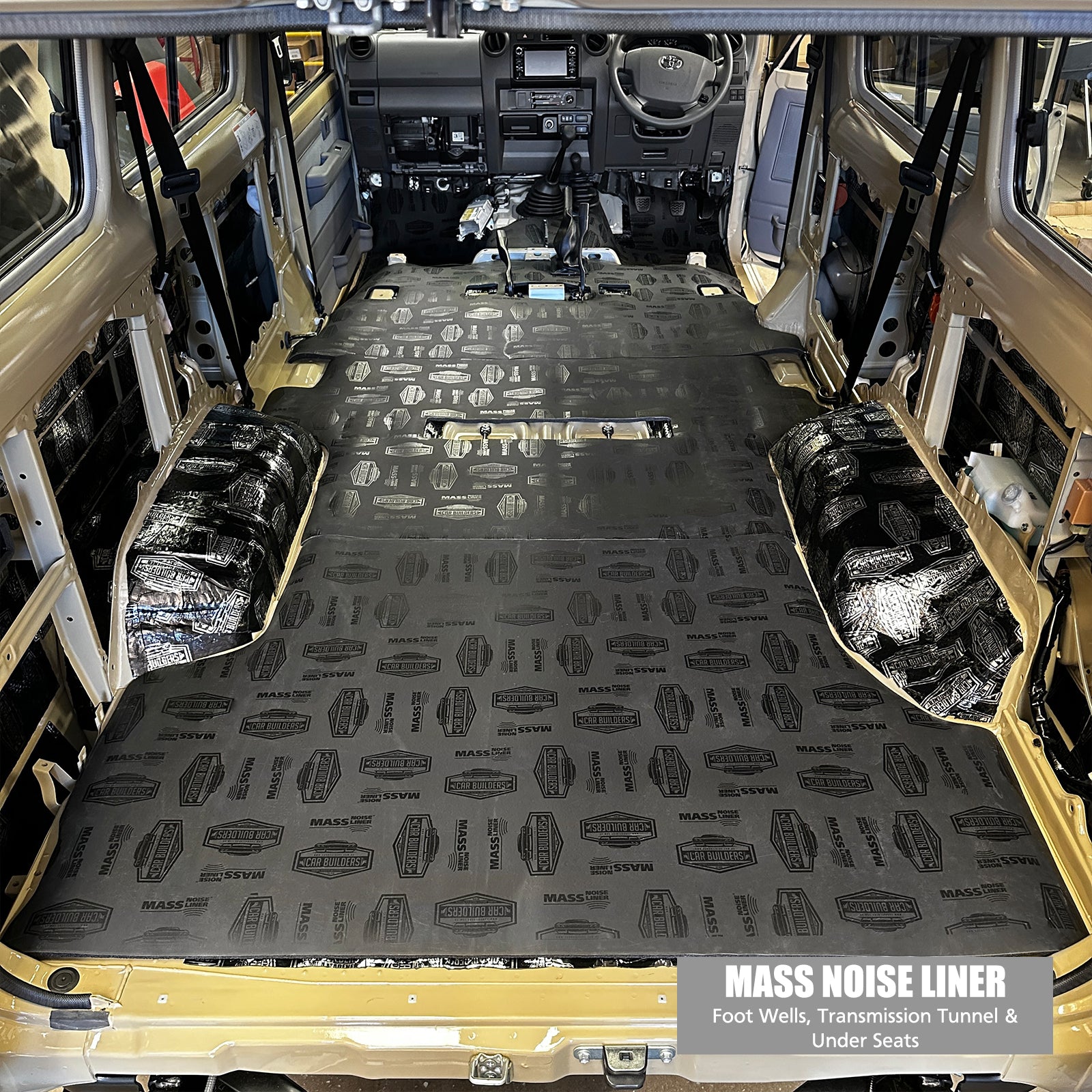 Mass Noise Liner over the front and rear floor of a Troopcarrier