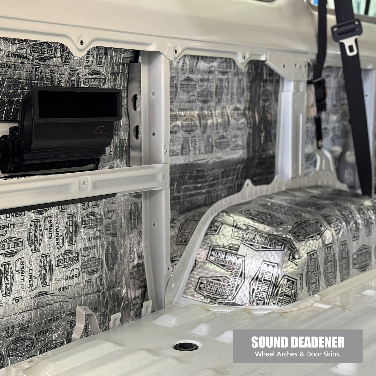 Troopy wheel arch and door skin treated with Stage 1 Sound Deadener