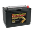 black SuperCharge GoldPlus 12V 810CCA truck battery with brand labeling on the top.