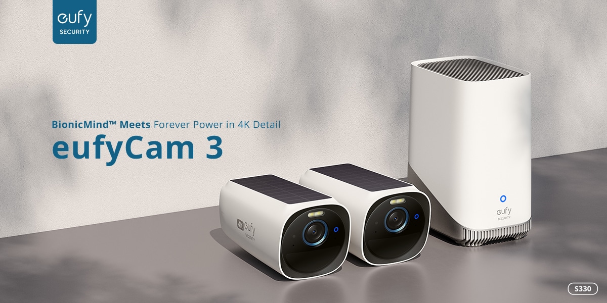 eufyCam 3 4K Wireless Security Camera 3 (S330) 4-Camera Kit with Homebase 3